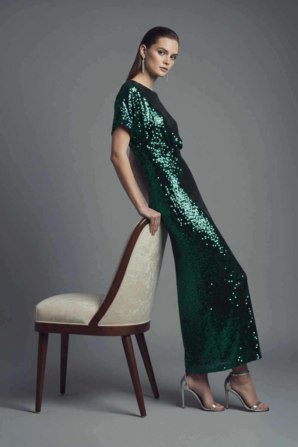 Daisy Sequin Dress in Green