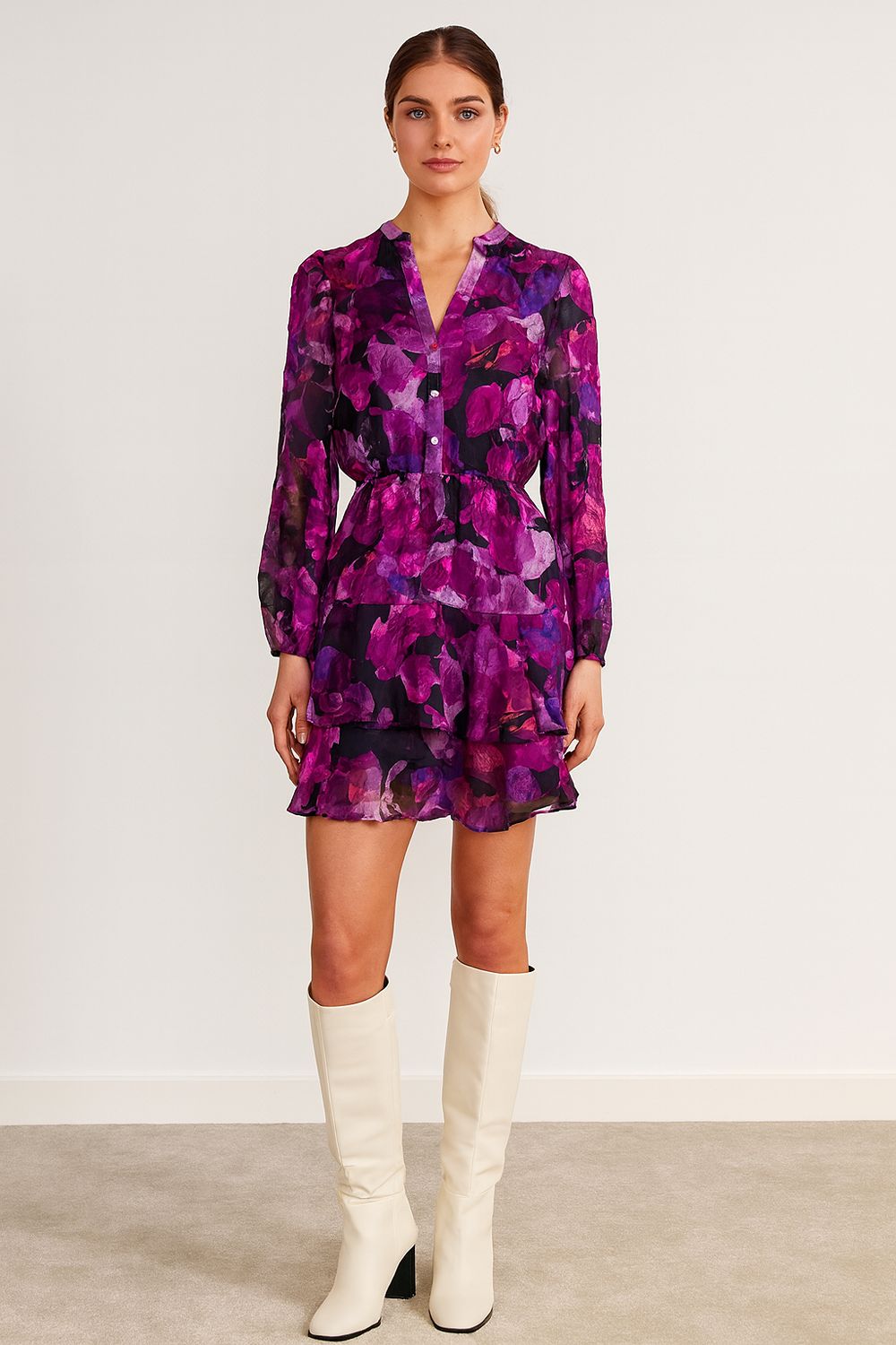 Liz Smock Dress in Purple Floral