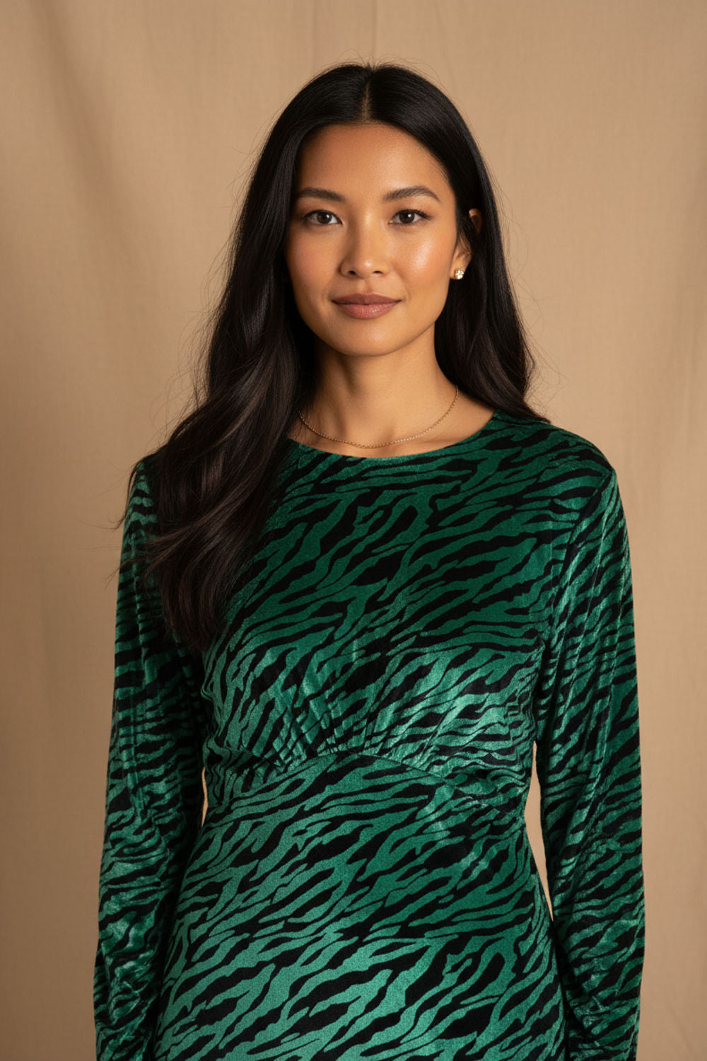 Leah Long-Sleeve Midi Dress