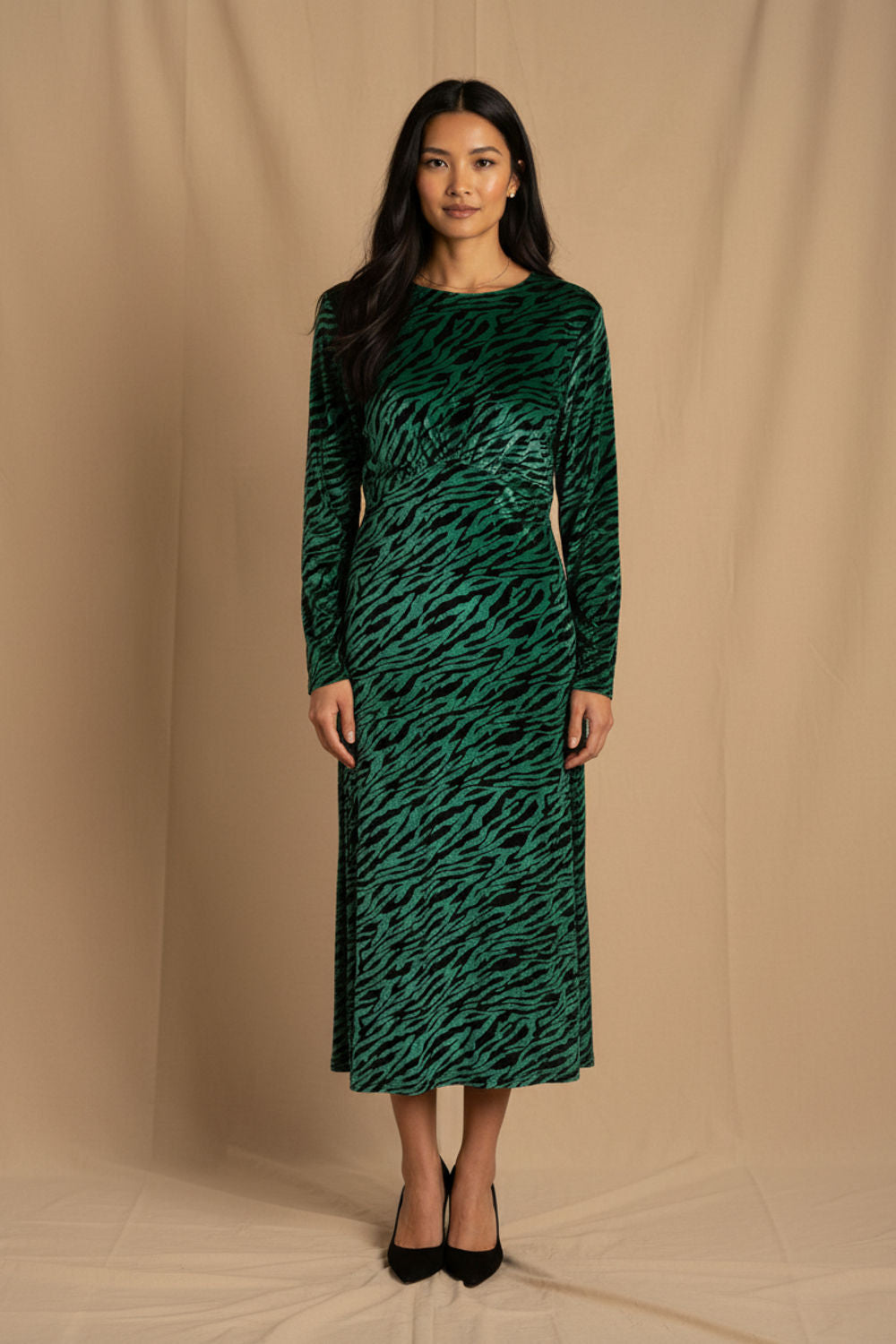 Leah Long-Sleeve Midi Dress