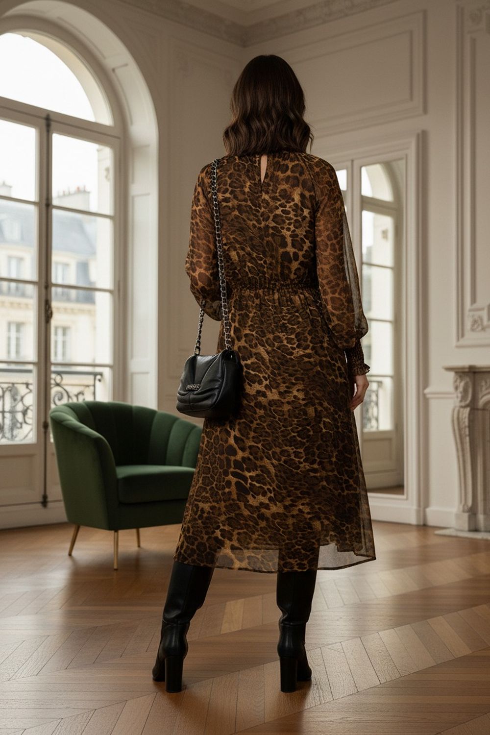 Mia Leopard Print Midi Dress