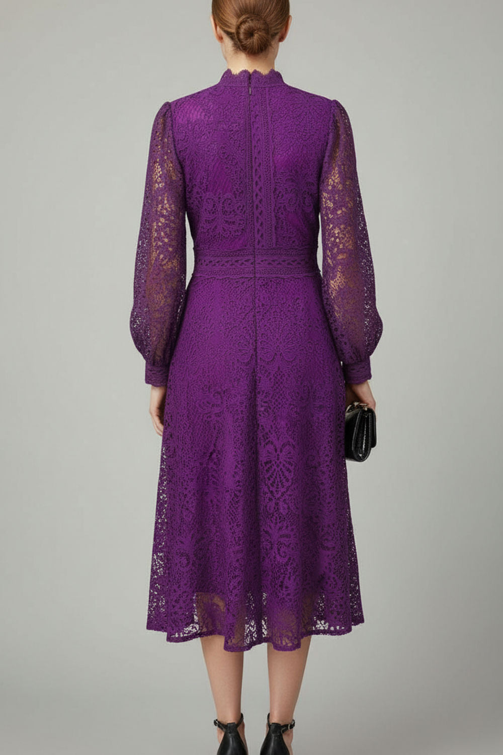 Kate Lace Midi Dress in Purple