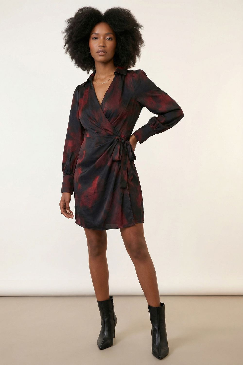 Kyla Wrap Mini Dress in Red
