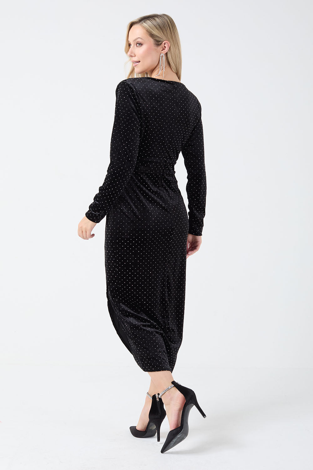Millicent Velvet Midi Dress in Black