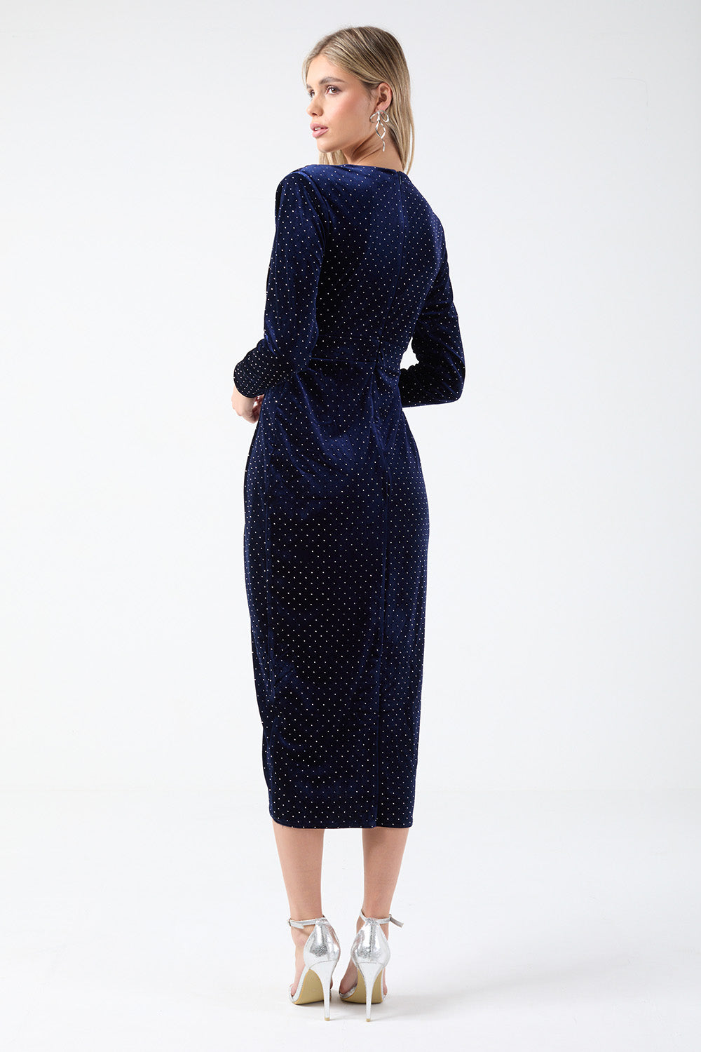 Millicent Velvet Midi Dress in Navy