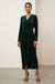 Maggie Velvet Wrap Midi Dress in Green