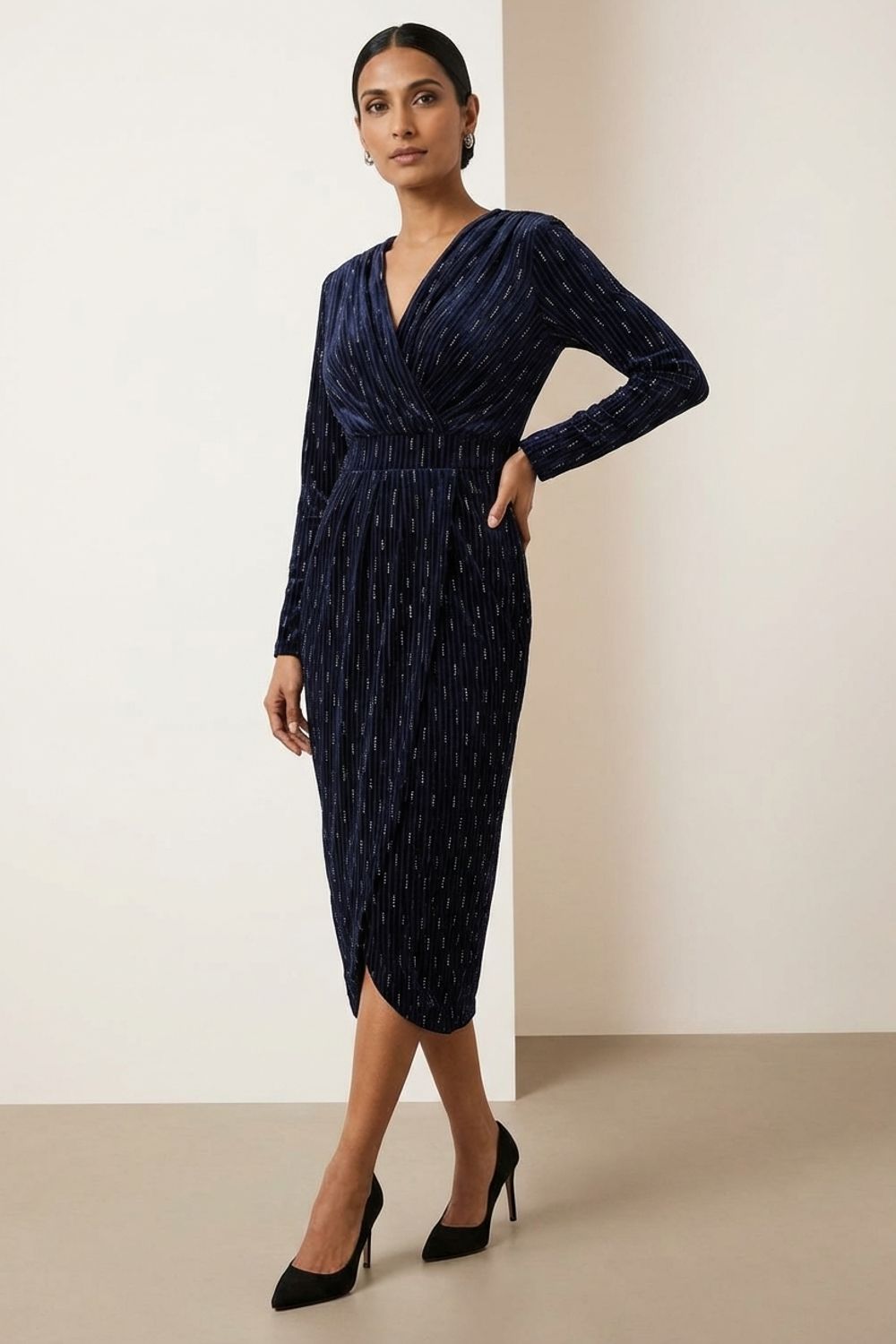 Maggie Velvet Wrap Midi Dress