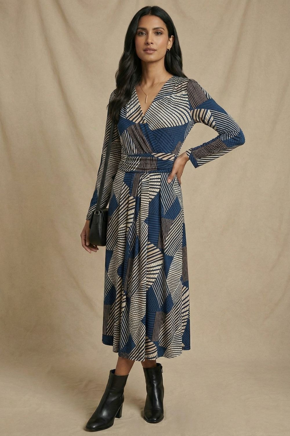 The Jessie Geo-Print Midi Wrap Dress