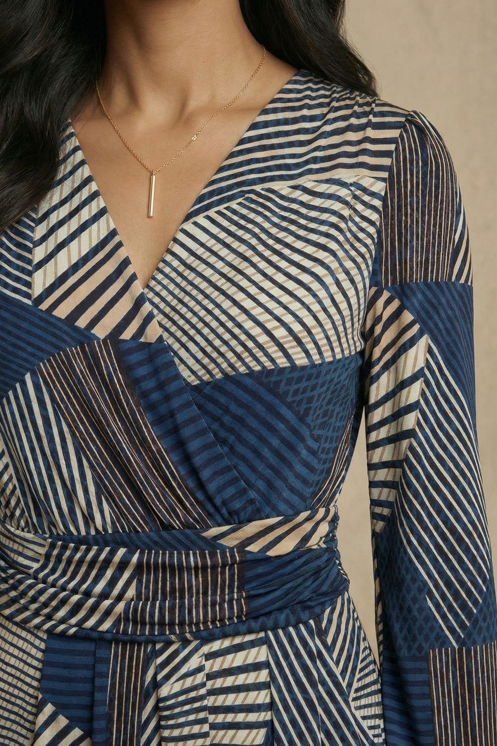 The Jessie Geo-Print Midi Wrap Dress