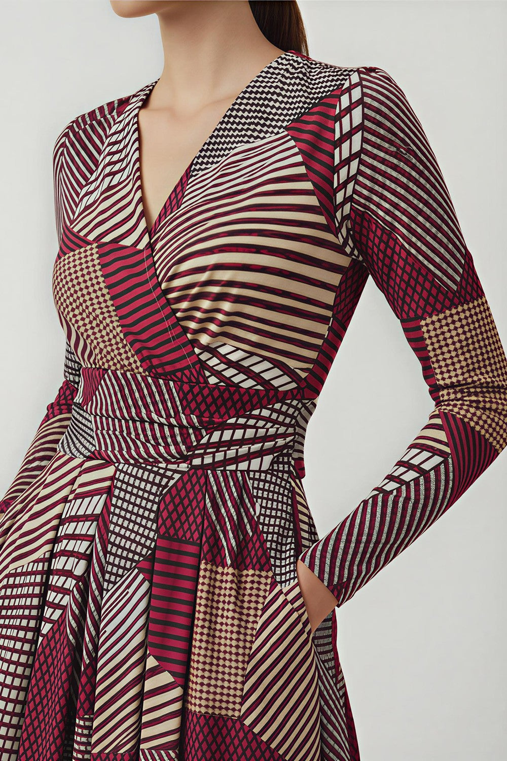 The Jessie Geo-Print Midi Wrap Dress