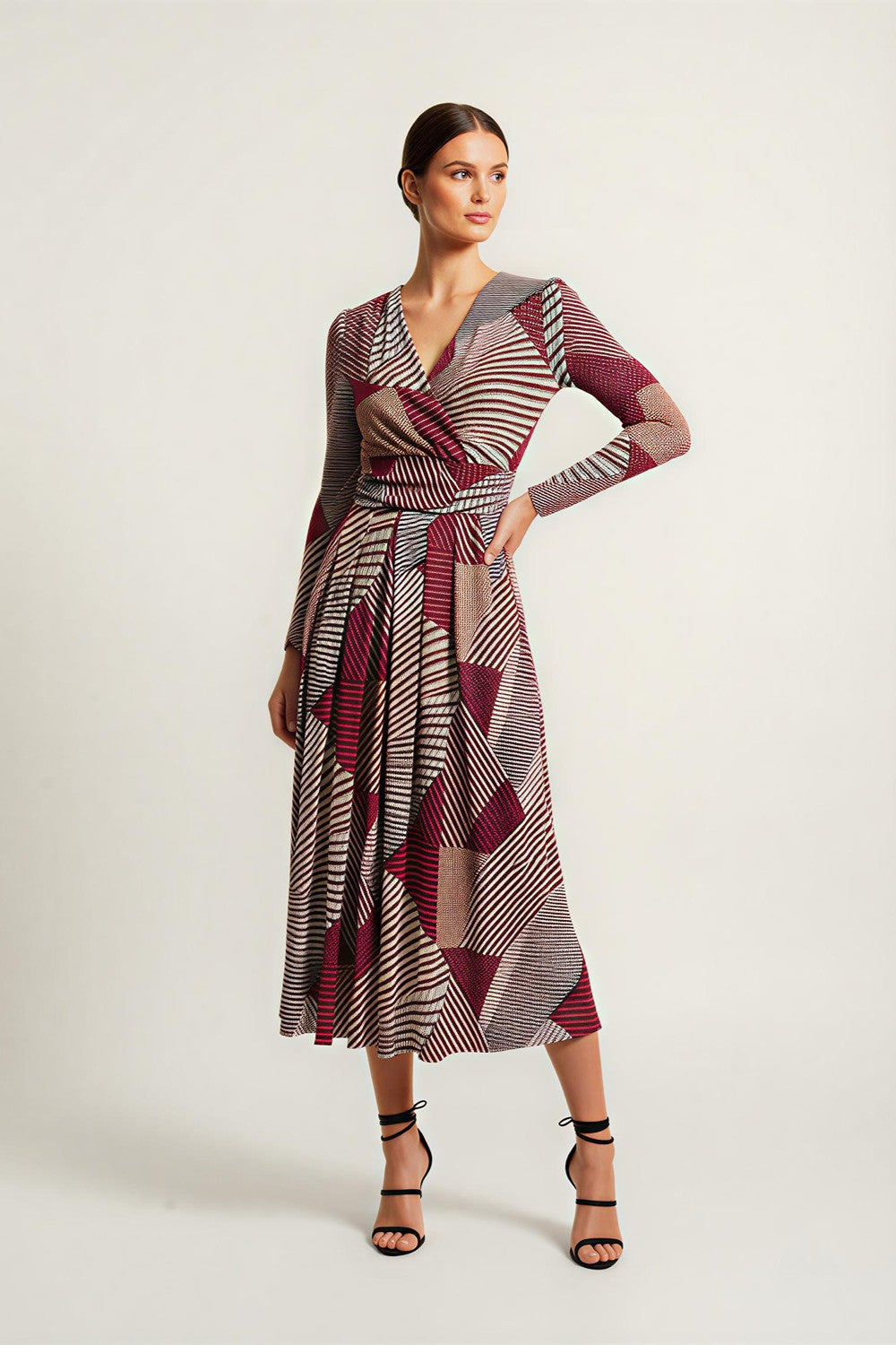 The Jessie Geo-Print Midi Wrap Dress