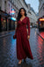 Pia Long Sleeve Maxi Dress in Red