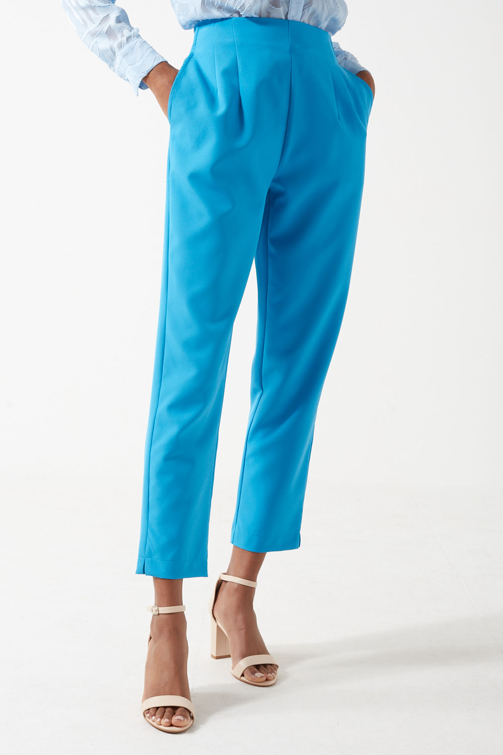 Elise High Waisted Trousers in Blue