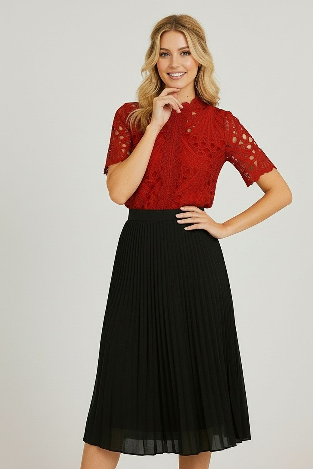 Kay Lace Top in Red