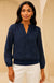 Bev Lace V Neck Top in Navy