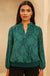 Bev Lace V Neck Top in Forest Green