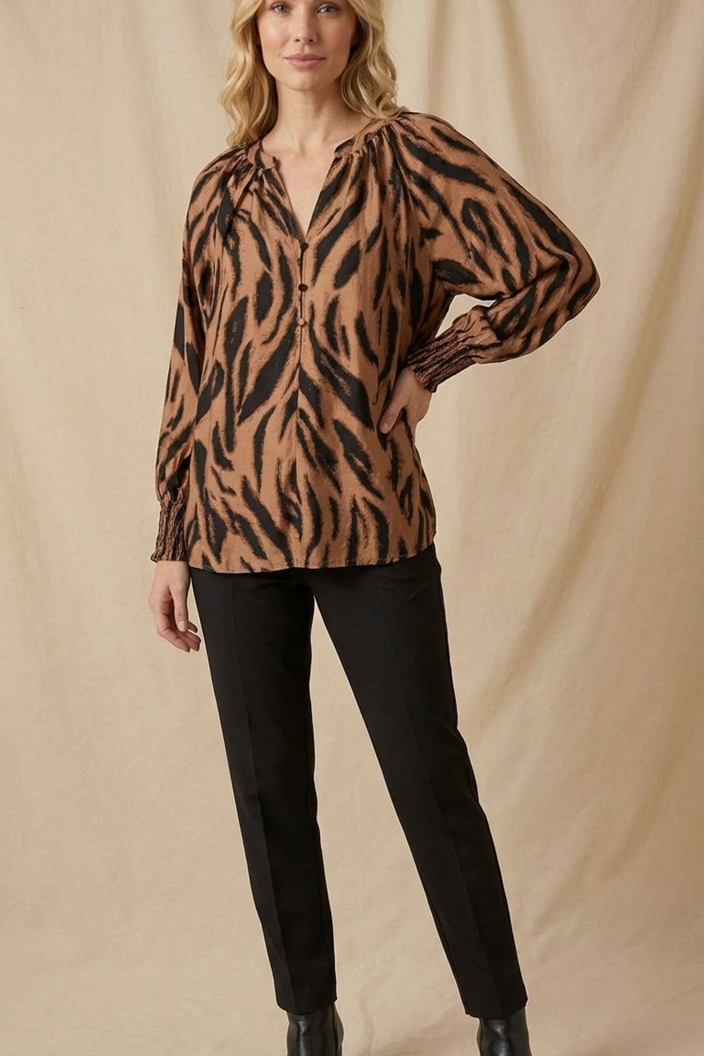 Emma Abstract Print Top in Animal Print