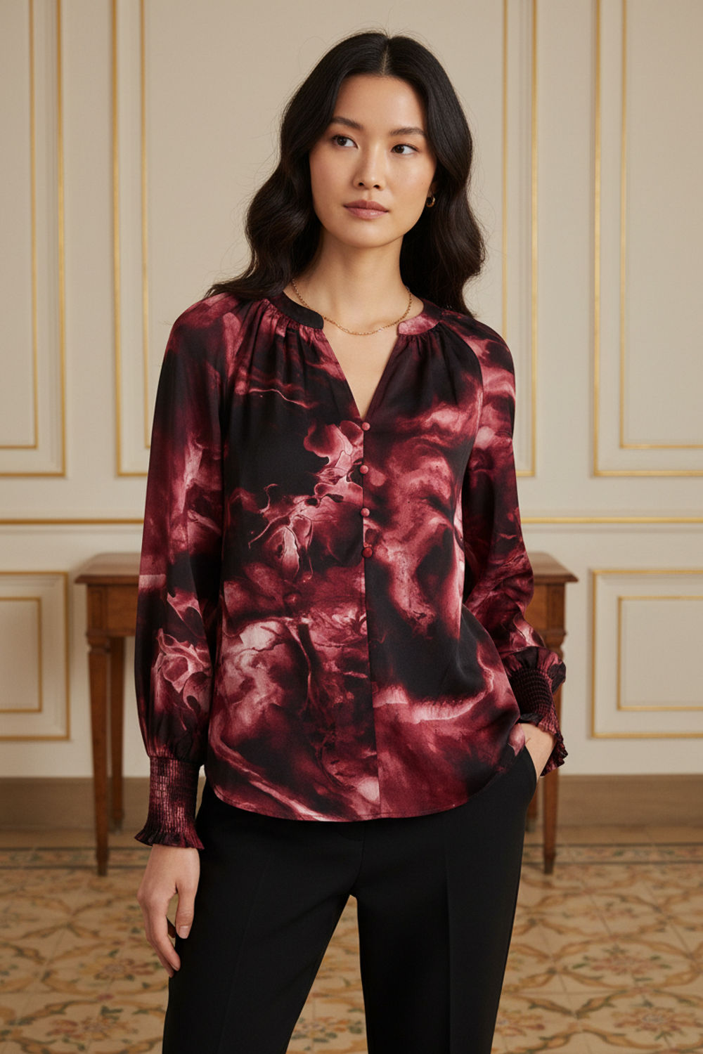 Emma Abstract Print Top in Pink