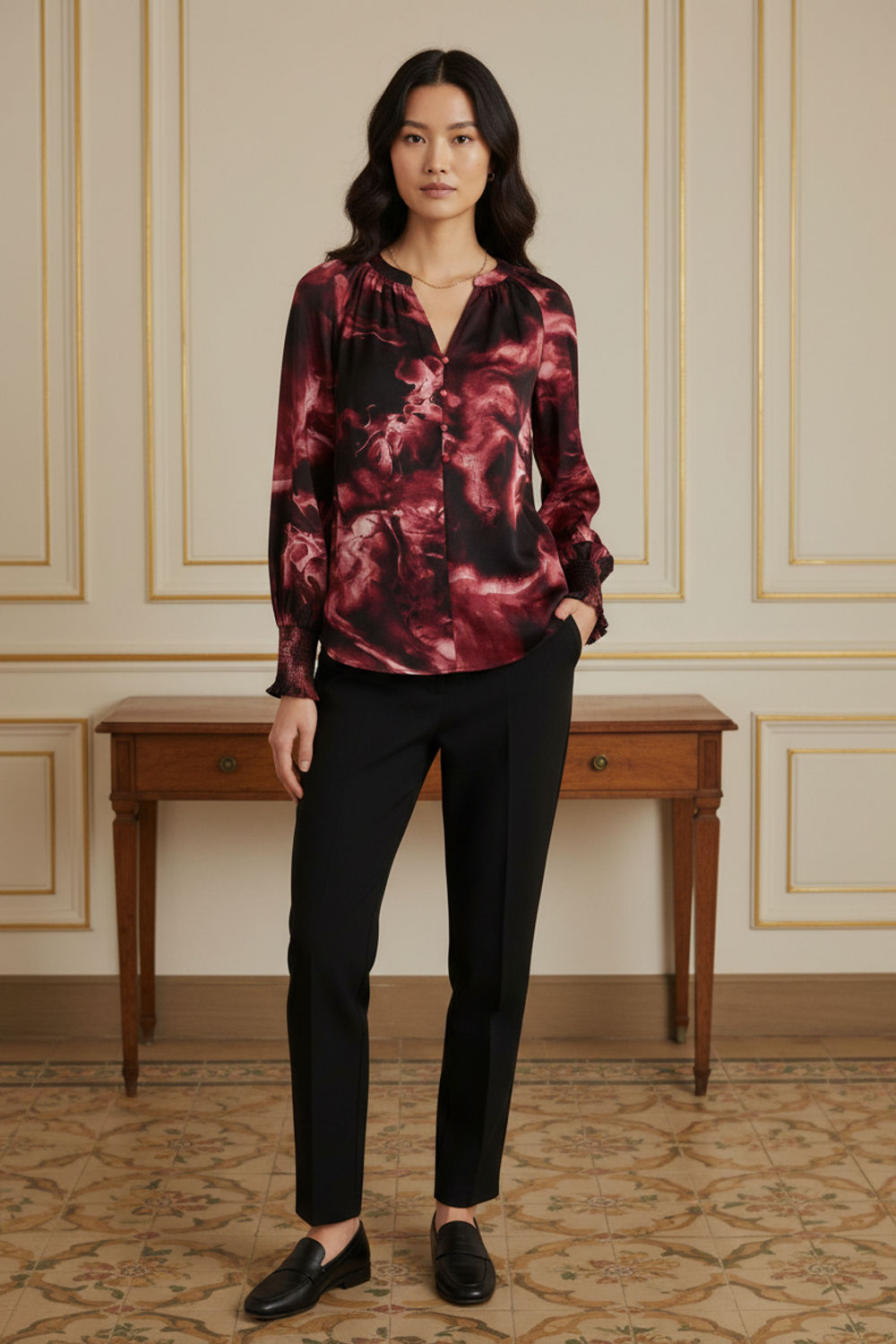 Emma Abstract Print Top in Pink