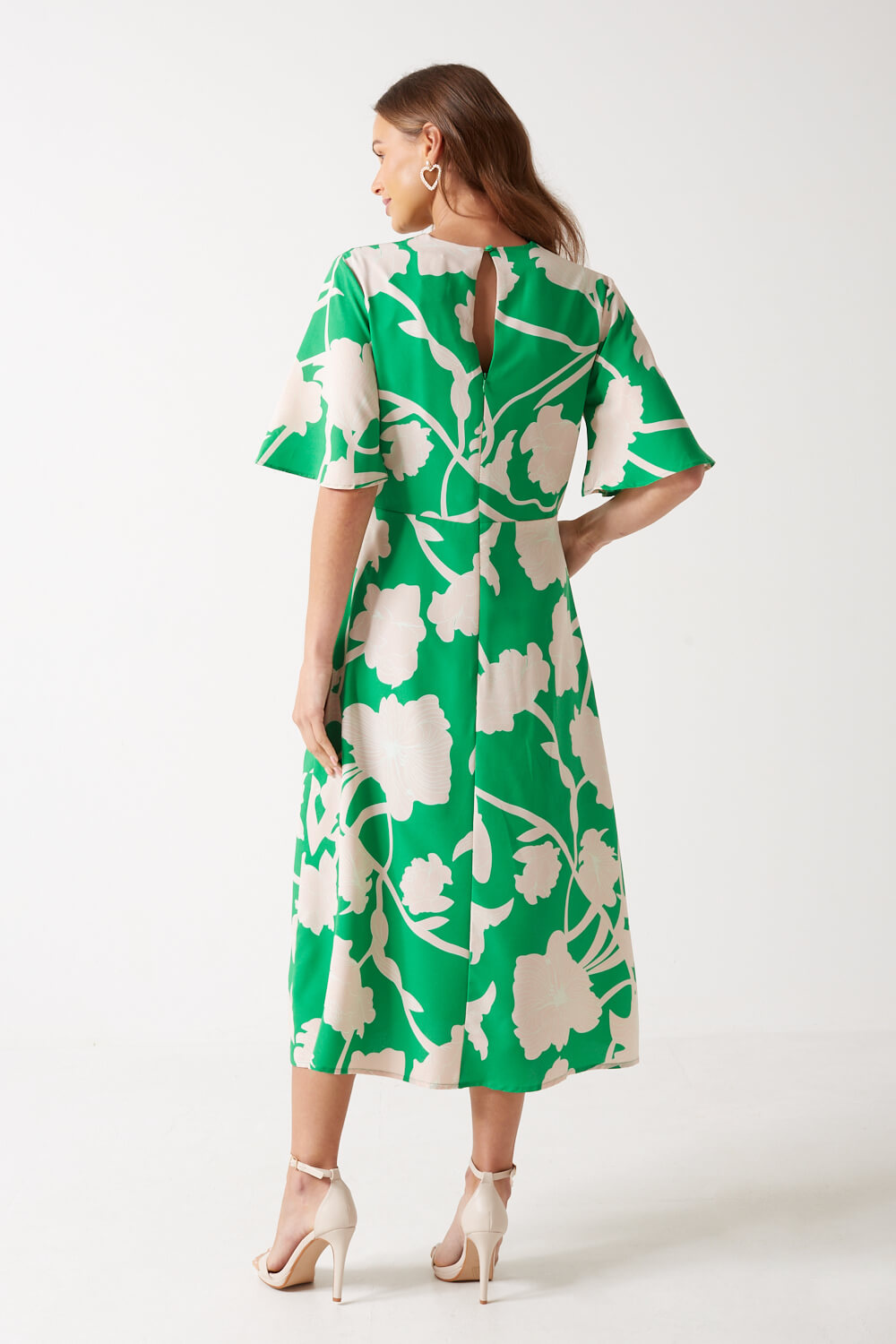 Gina Floral Print Wrap Dress in Green