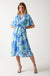 Gina Floral Print Wrap Dress in Blue