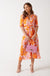 Gina Floral Print Wrap Dress in Orange