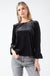Donna Velvet Diamante Top in Black