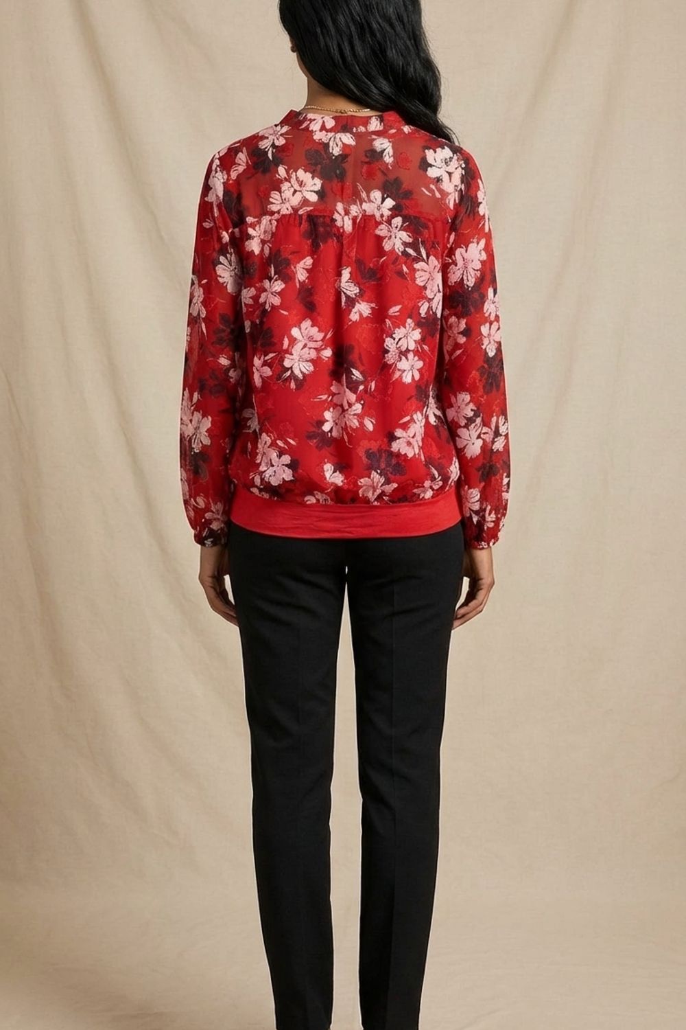 Lisa Floral Print Top in Red