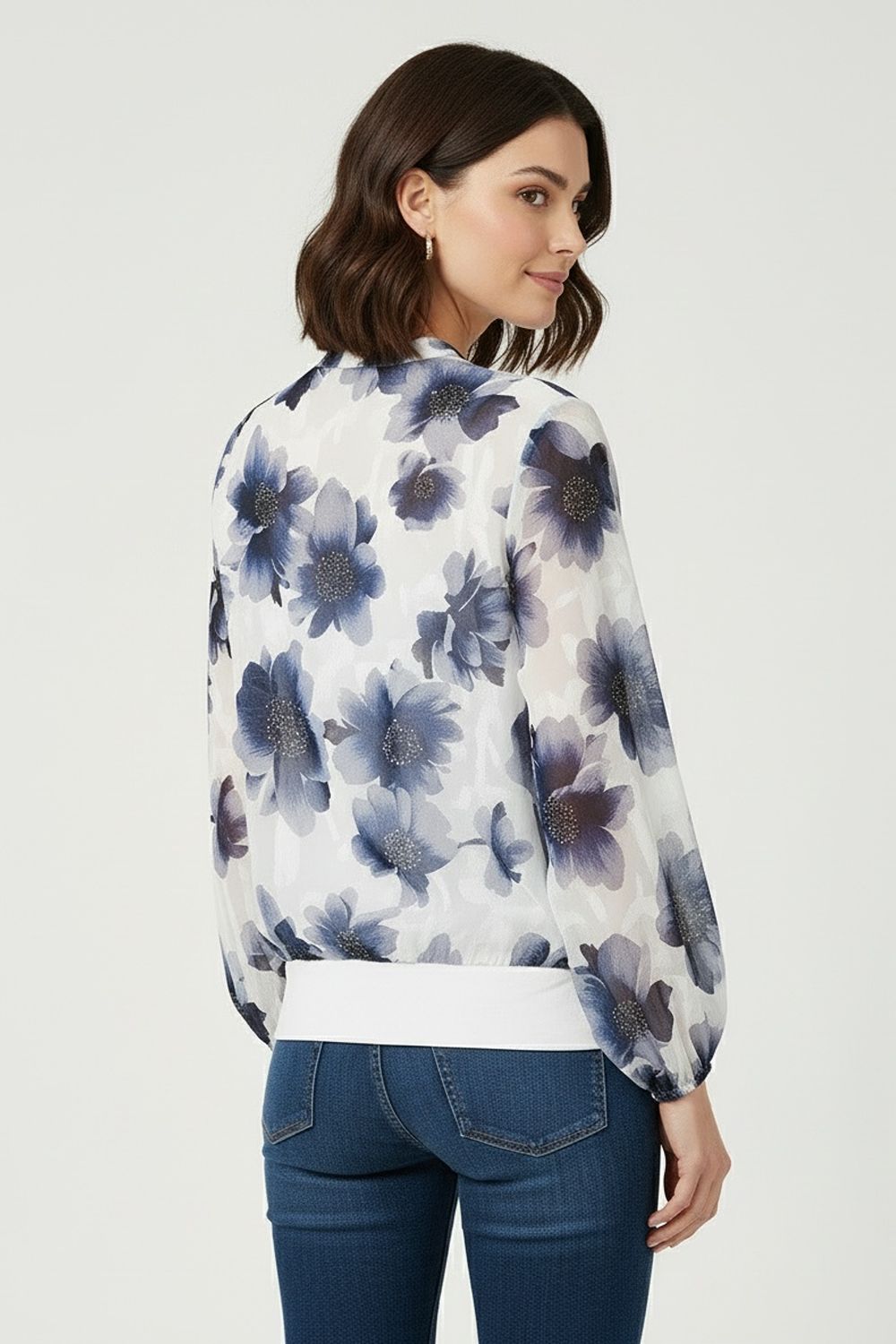 Minnie Floral Print Band Top in White