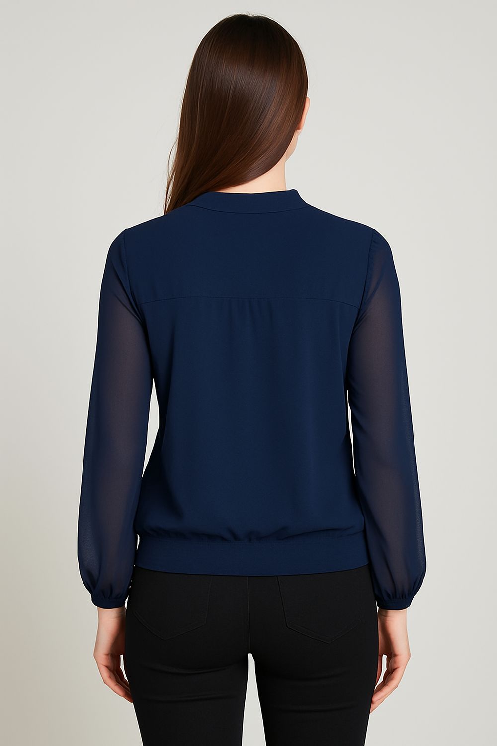 Millie Embellished V Neck Top in Navy