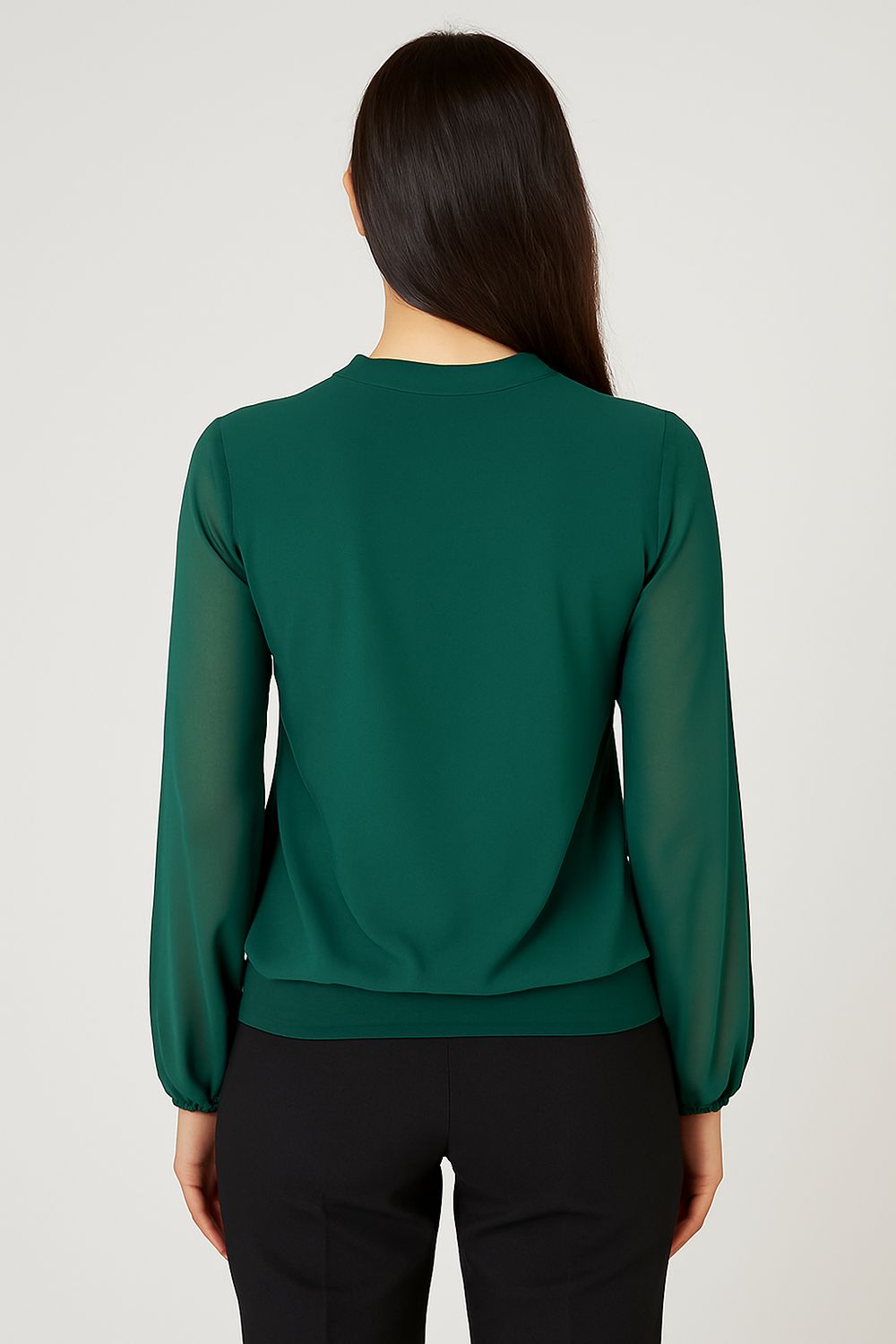 Millie Embellished V Neck Top in Forest Green