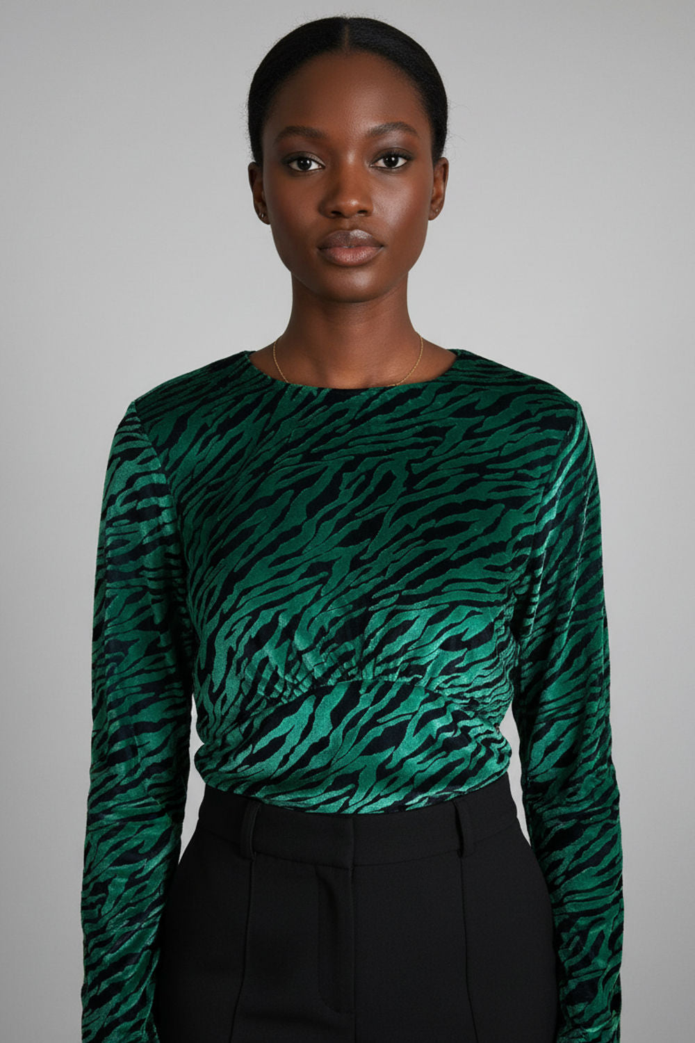 Liv Animal Print Long Sleeve Top in Green