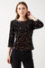 Patsy Sequin Top U Back in Black and Rose