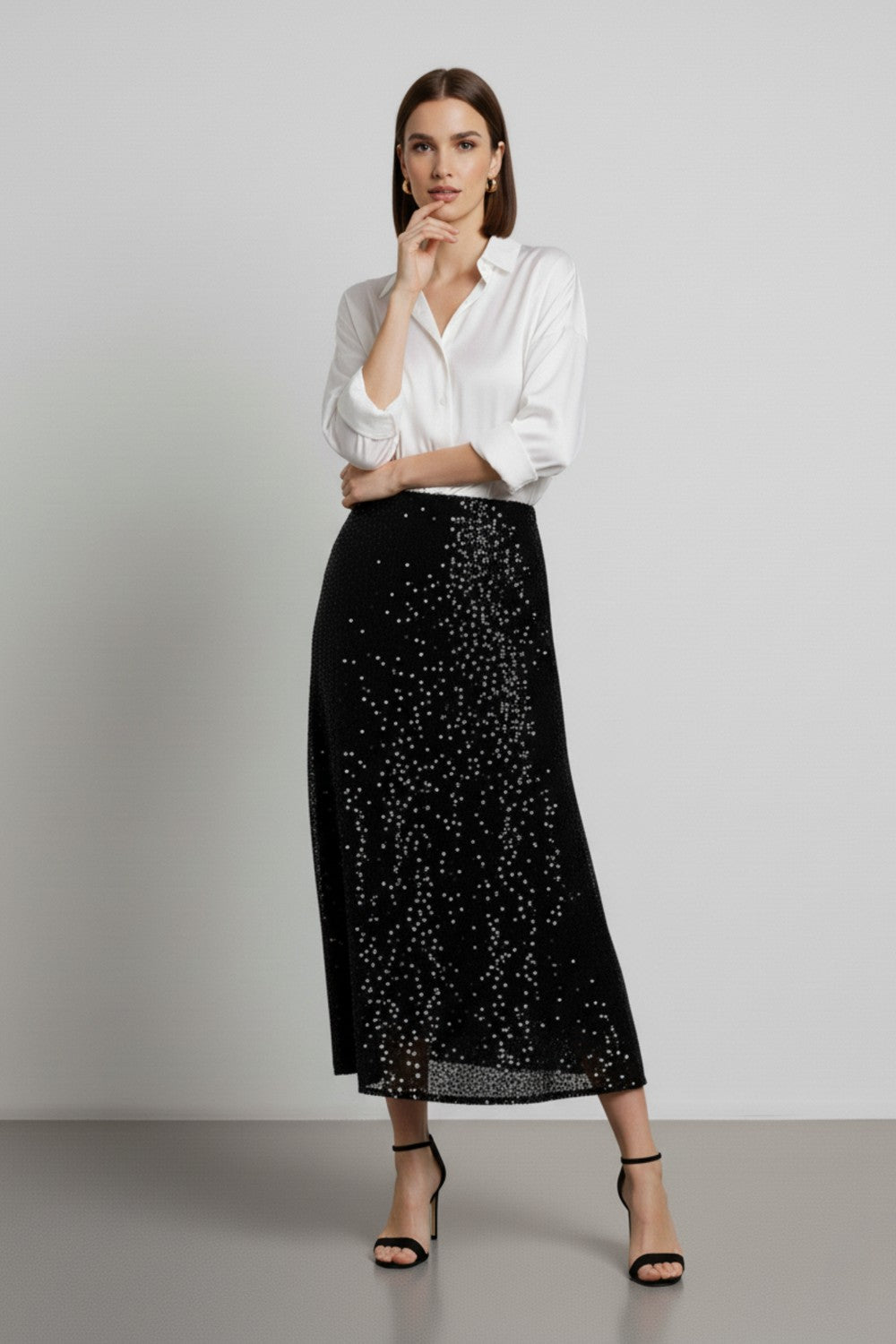 Olivia Sequin Skirt in Black