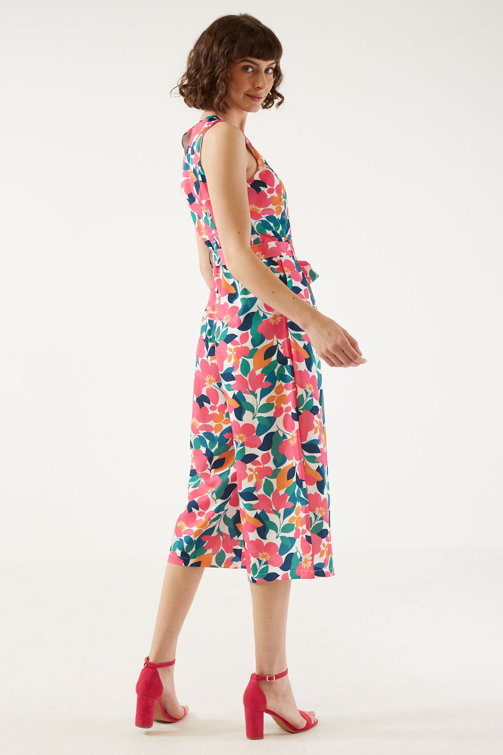 Layla Retro Floral Culotte Jumpsuit in White