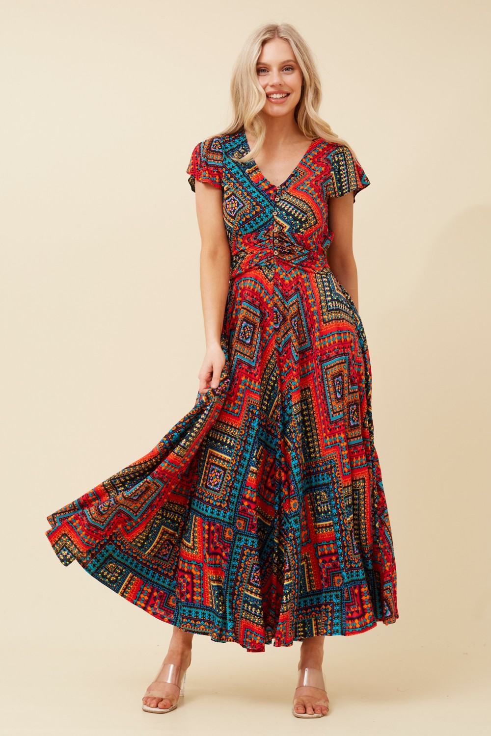 Mia Abstract Print Summer Dress