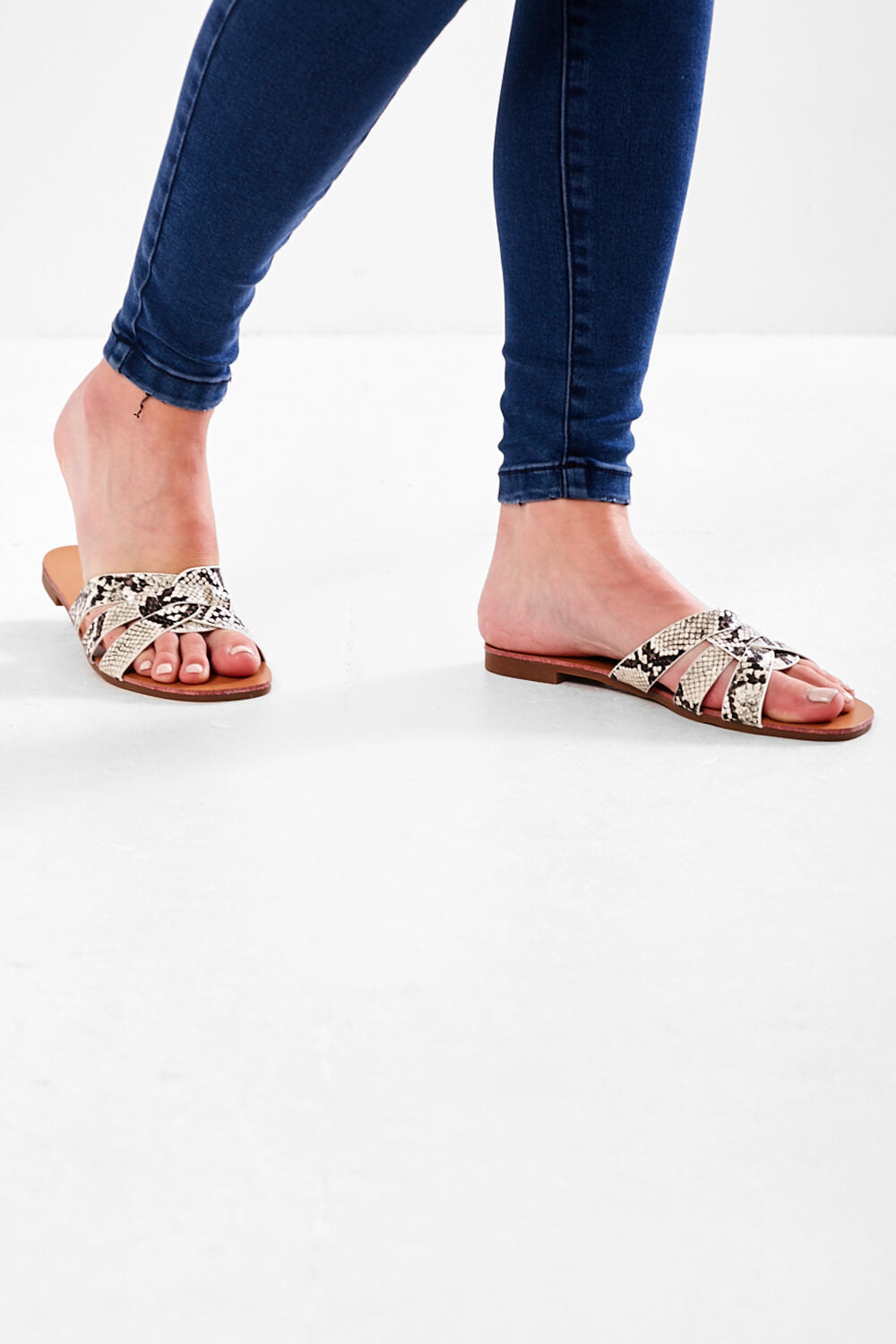 Mariana Snakeskin Slider Sandals