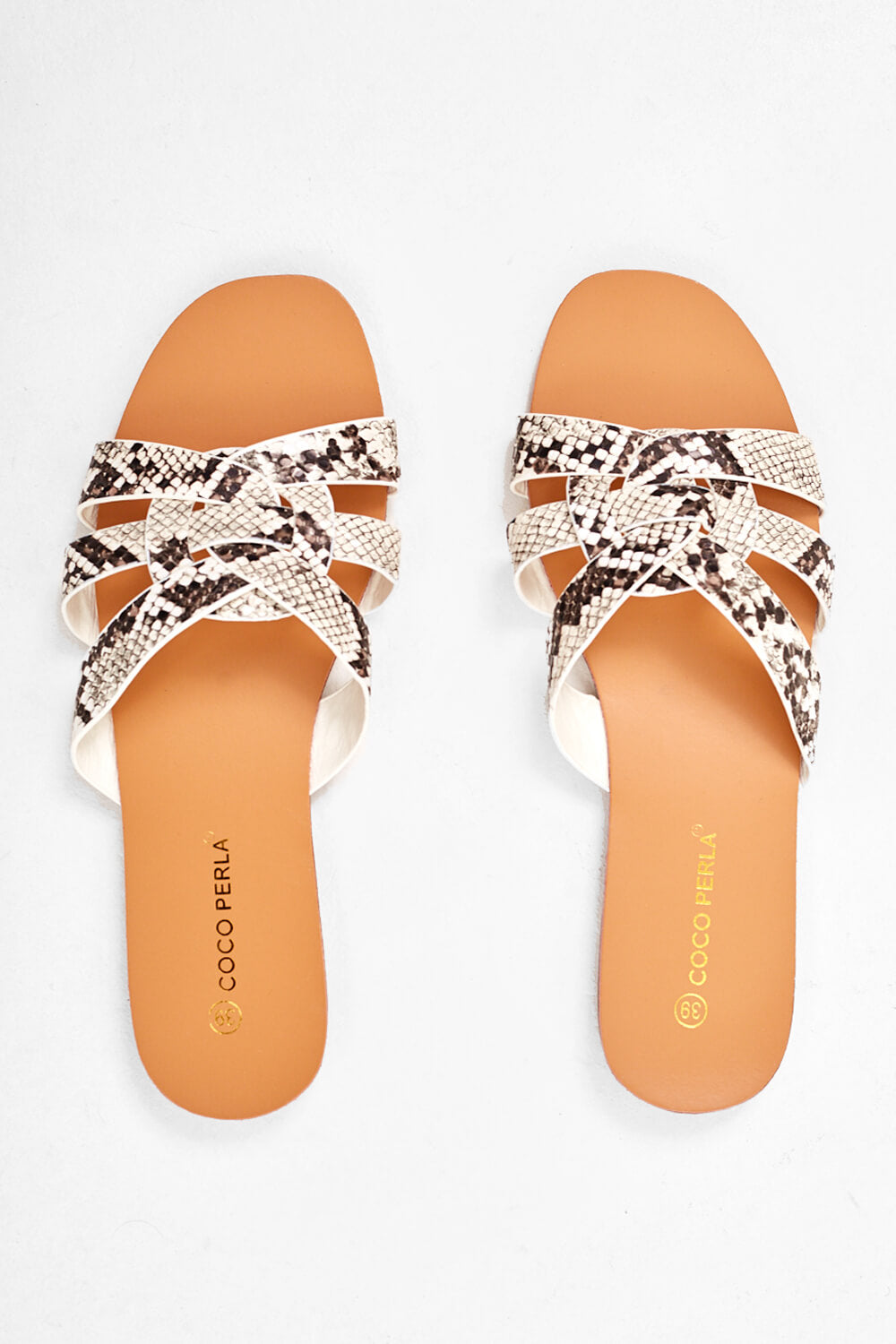 Mariana Snakeskin Slider Sandals