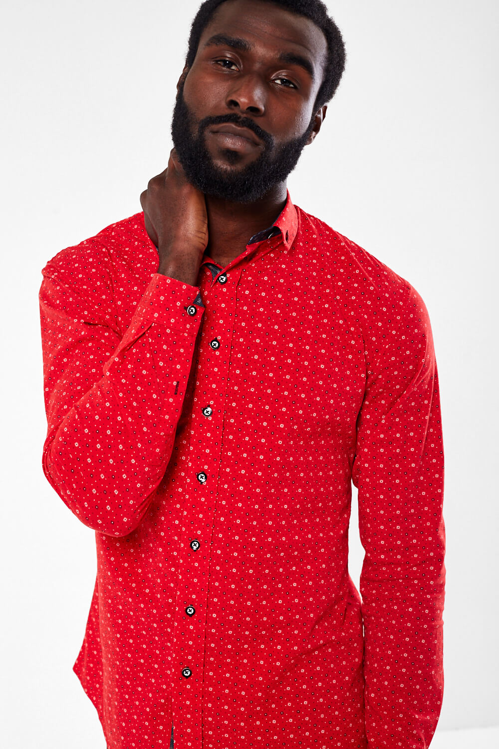 Mein Long Sleeve Printed Shirt in Red