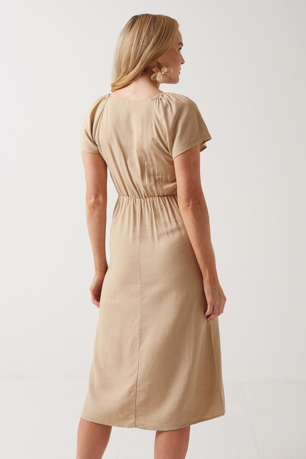 Milo Midi Dress in Beige