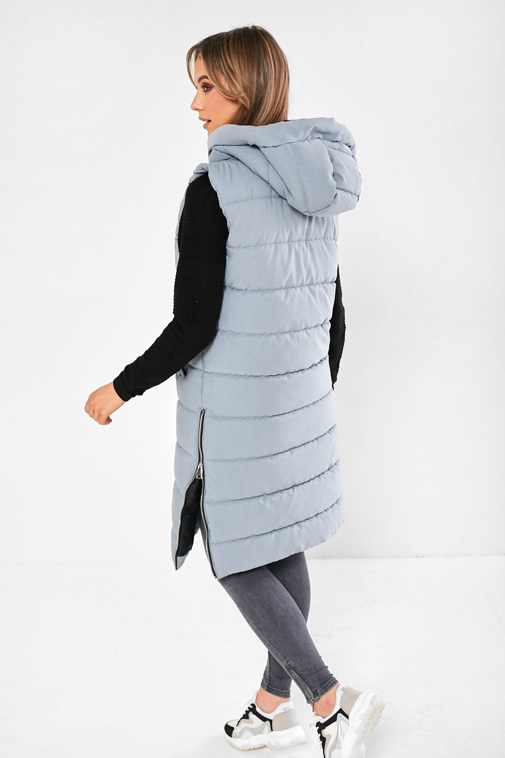 Miriam Padded Gilet in Steel Blue