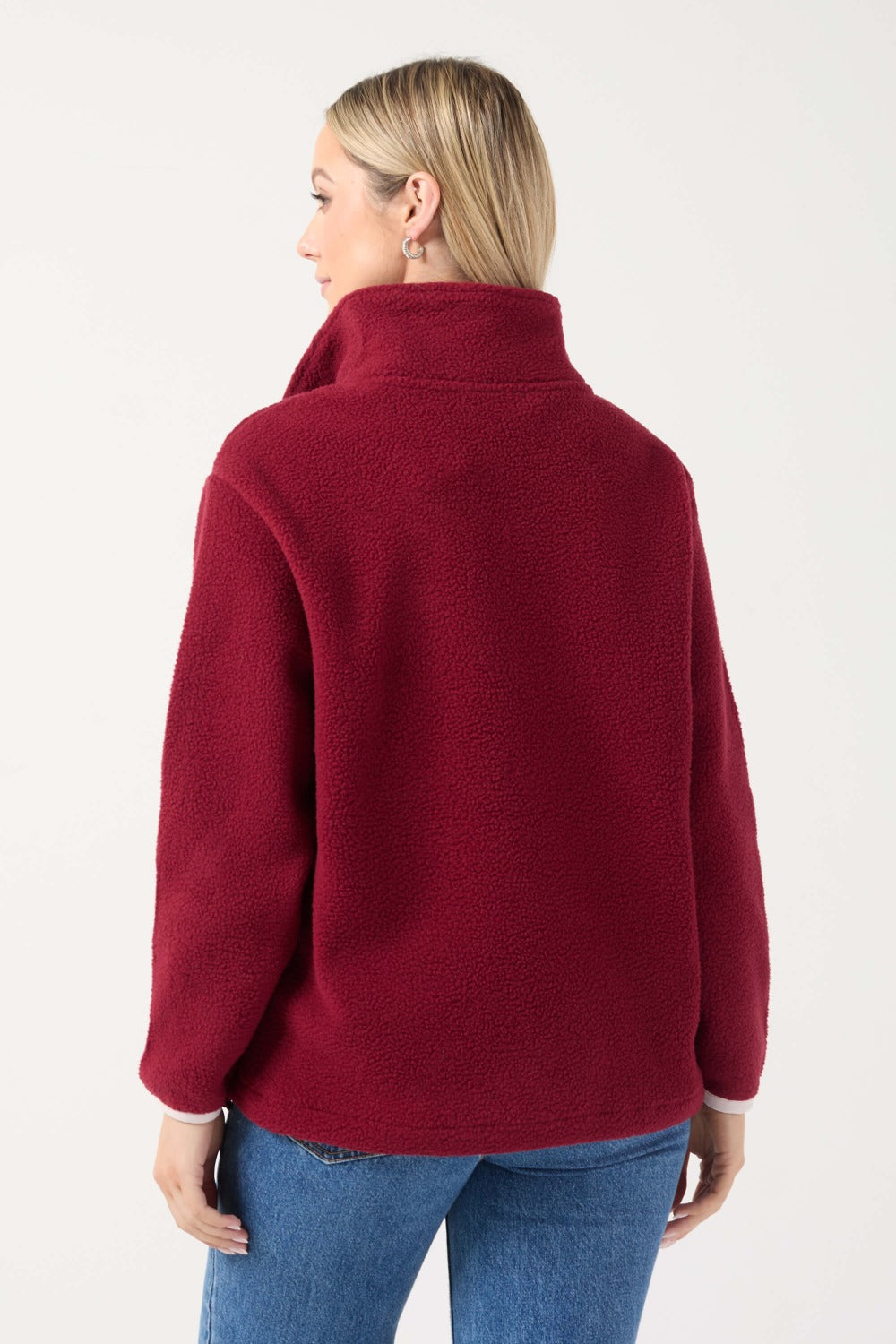 Molly Contrsat Fleece in Wine