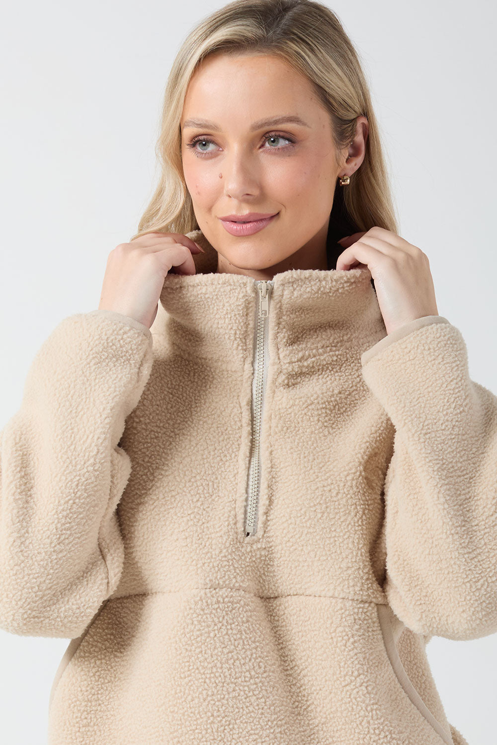 Molly Zip Front Fleece in Beige