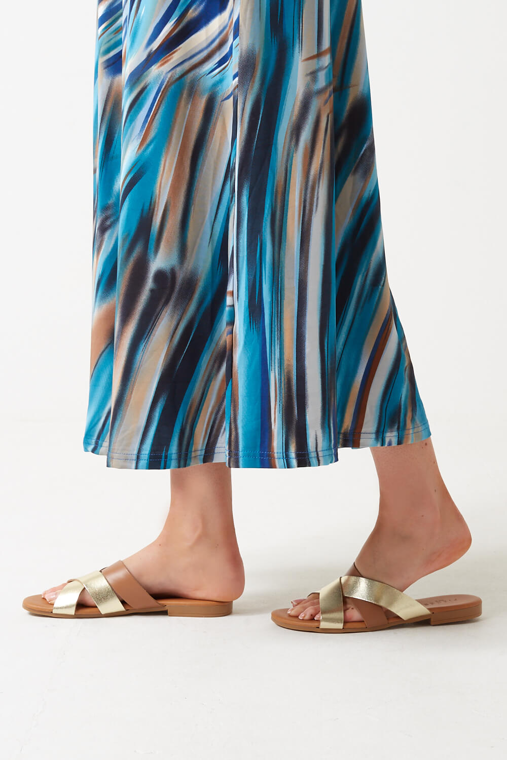 Naomi Slider Sandals in Gold