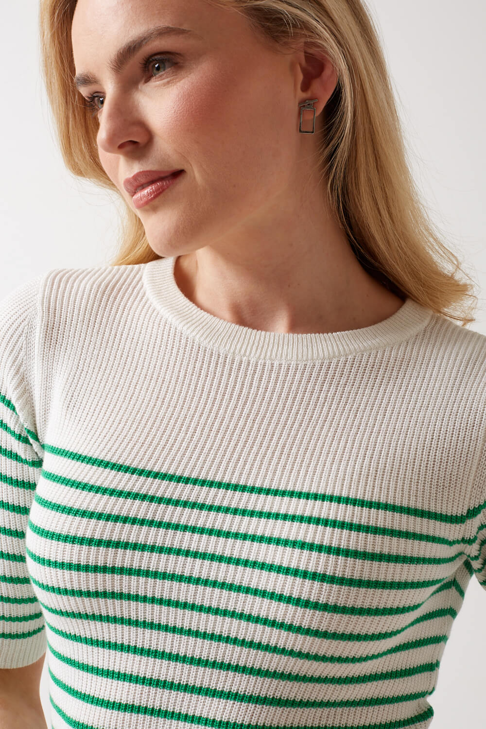 New Lexsun Knit Jumper in Green Stripe