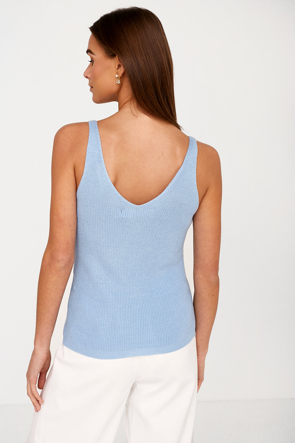 Newlex V-Neck Knit Top in Blue