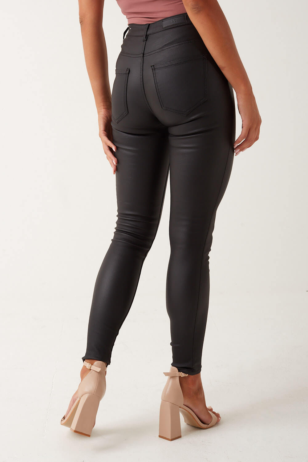 Thunder High Waist Coated Skinny Jean in Black