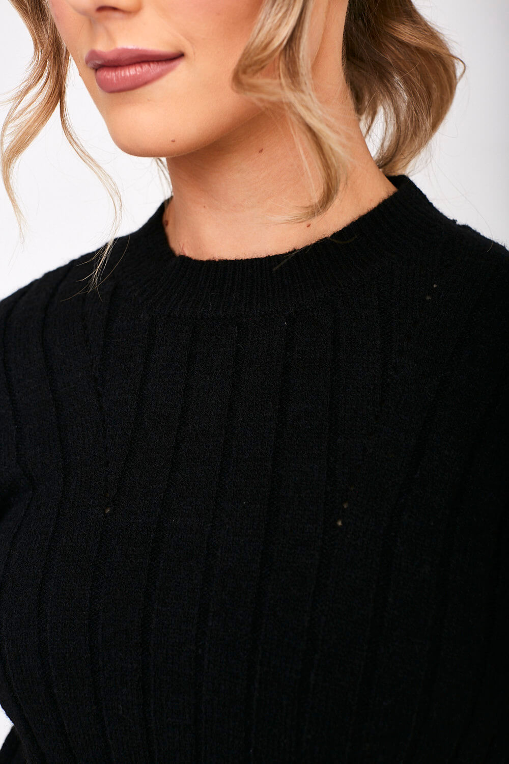 Noor Puff Sleeve Knit Jumper in Black