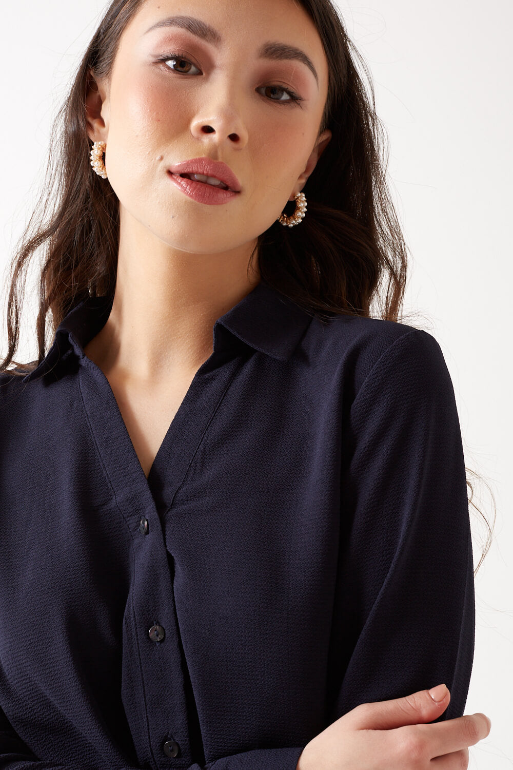 Nova Knotted Shirt in Navy