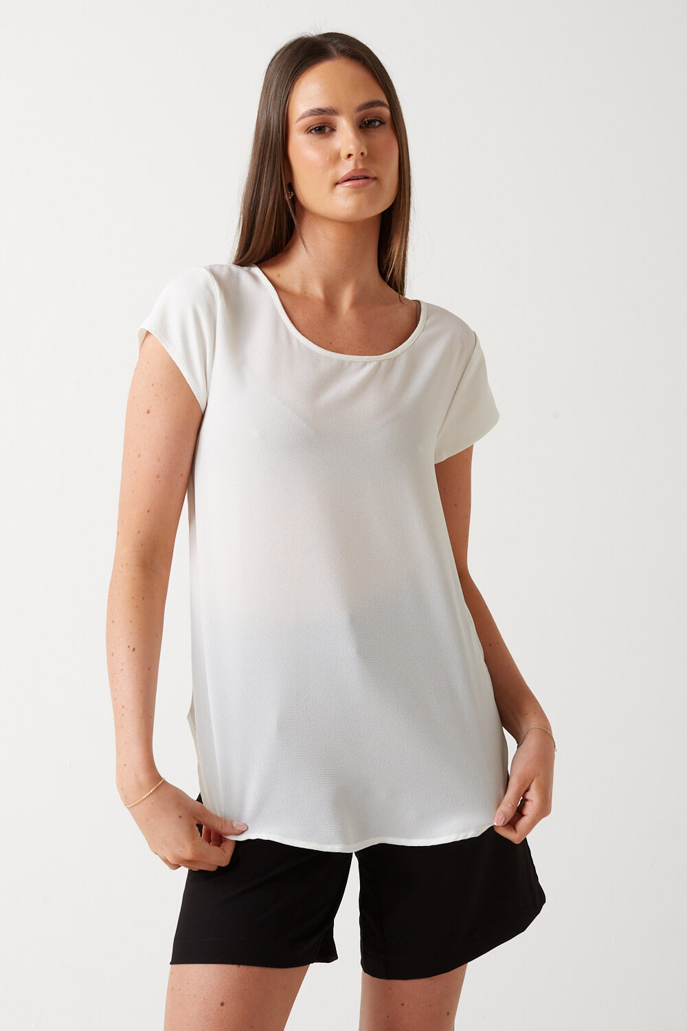 Nova Short Sleeve Top in White